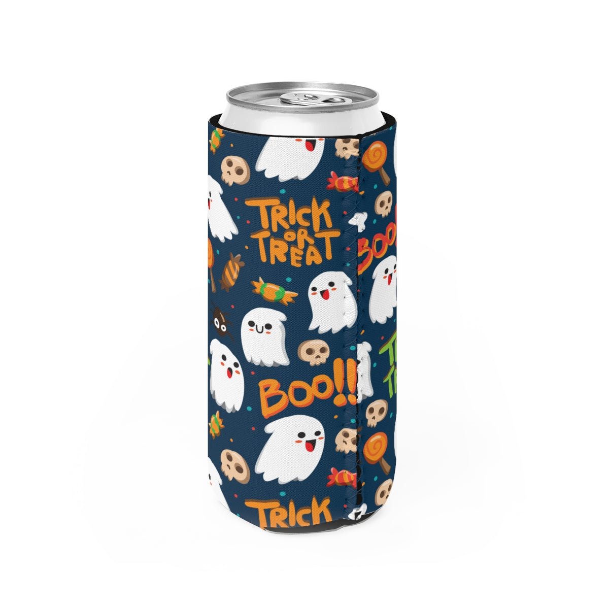 Trick or Treat Ghosts Slim Can Cooler - Puffin Lime