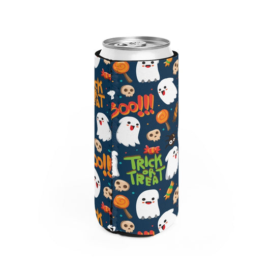 Trick or Treat Ghosts Slim Can Cooler - Puffin Lime