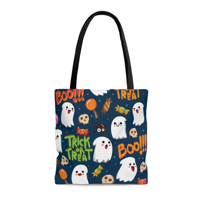Trick or Treat Ghosts Tote Bag - Puffin Lime