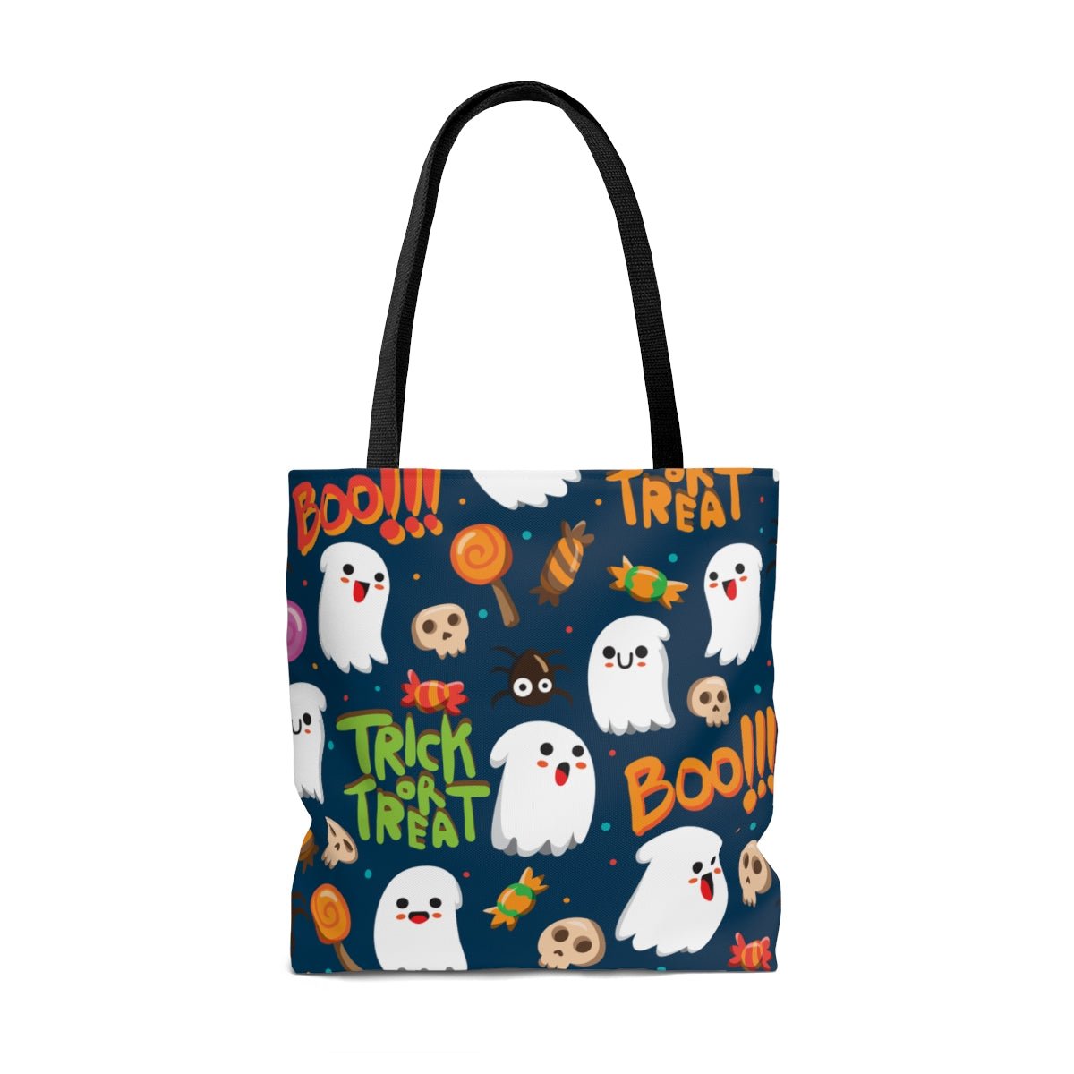 Trick or Treat Ghosts Tote Bag - Puffin Lime