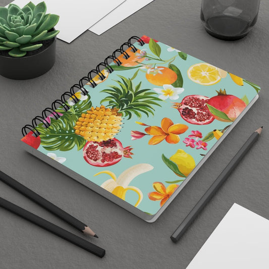 Tropical Fruits Spiral Bound Journal - Puffin Lime