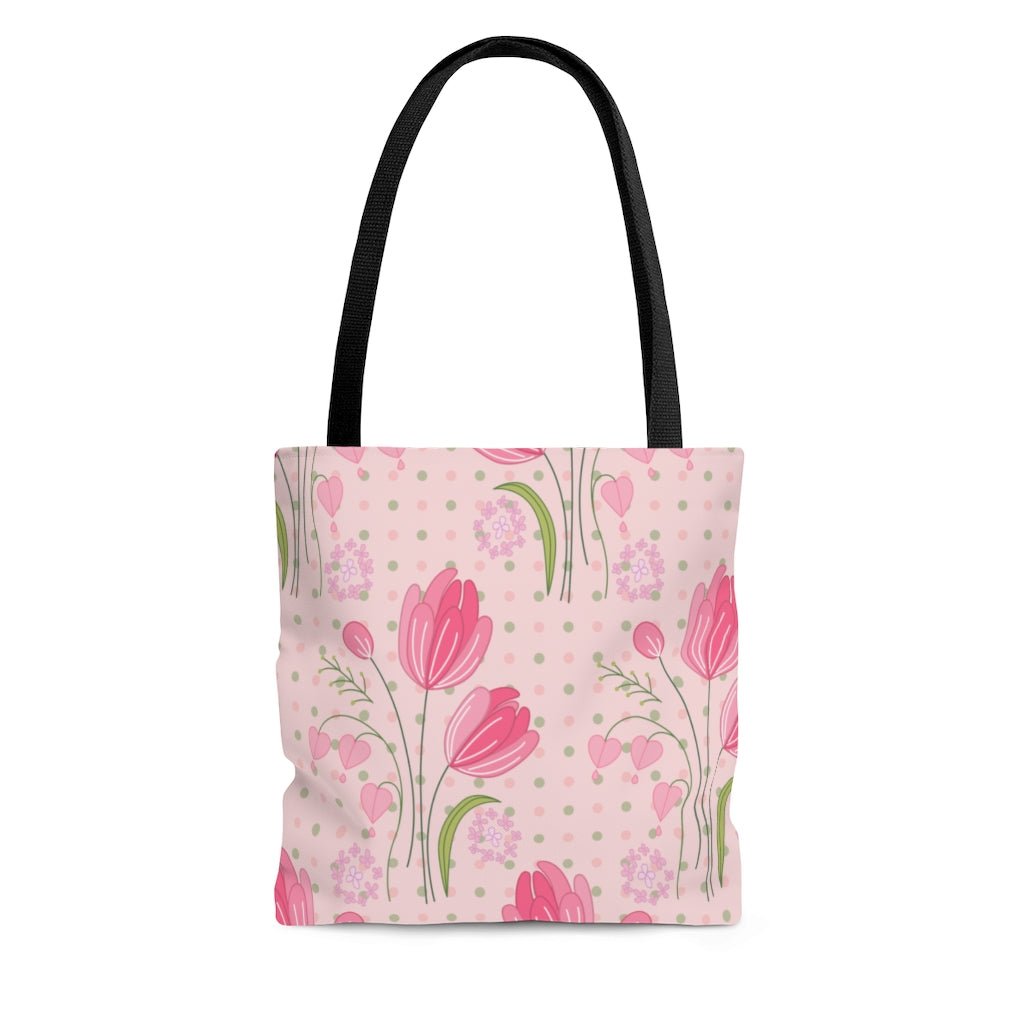 Tulips and Polka Dots Tote Bag - Puffin Lime