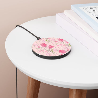 Tulips and Polka Dots Wireless Charger - Puffin Lime
