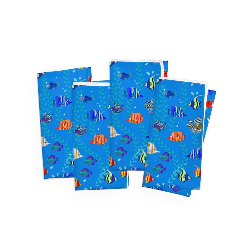 Underwater Life Fabric Napkins - Puffin Lime
