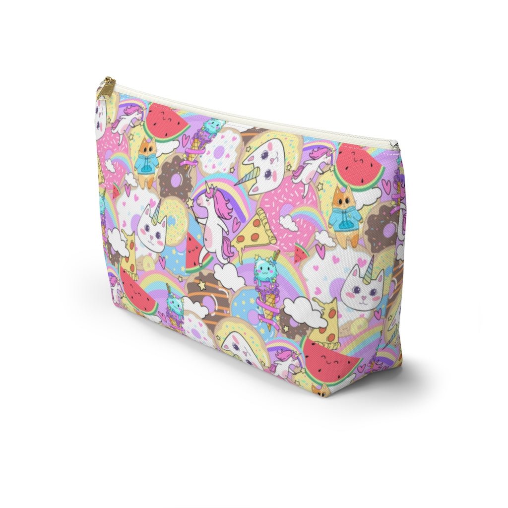 Unicorn Cats and Watermelons Accessory Pouch w T-bottom - Puffin Lime