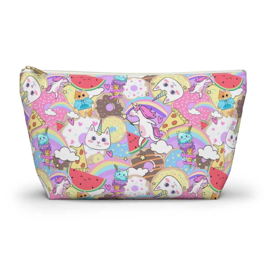 Unicorn Cats and Watermelons Accessory Pouch w T-bottom - Puffin Lime