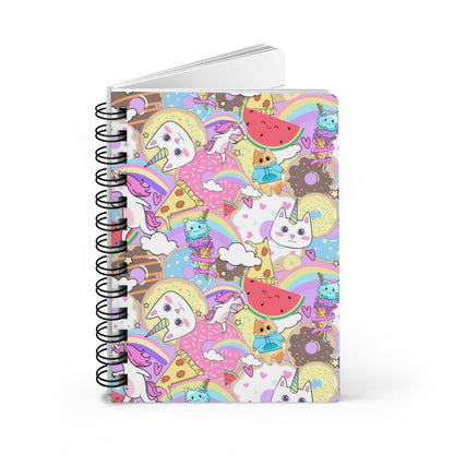 Unicorn Cats and Watermelons Spiral Bound Journal - Puffin Lime
