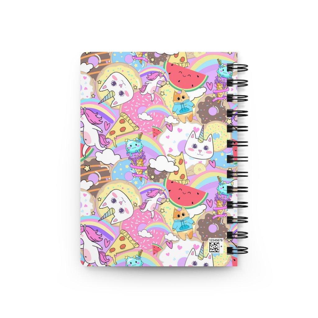 Unicorn Cats and Watermelons Spiral Bound Journal - Puffin Lime