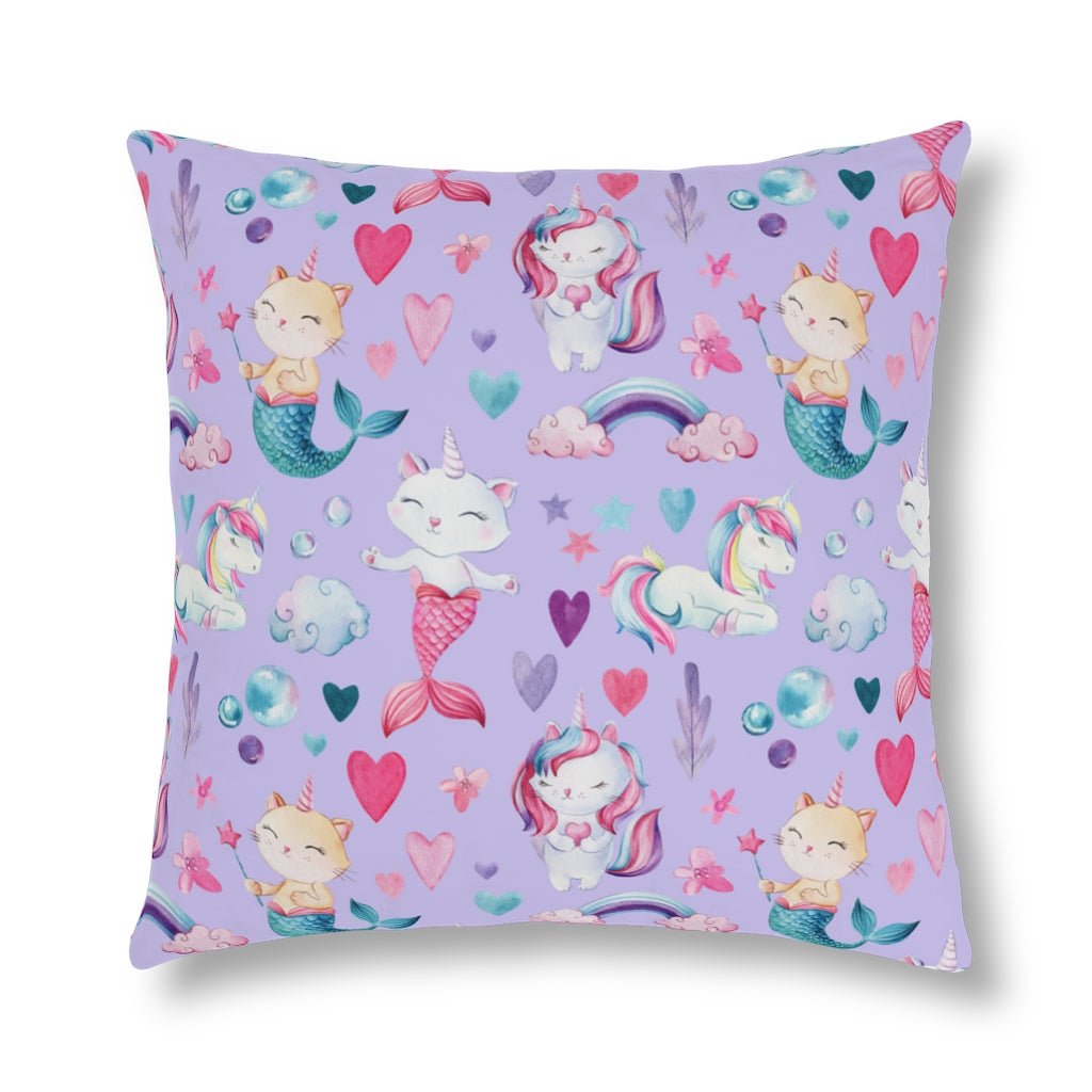 Unicorn Cats Outdoor Pillow - Puffin Lime
