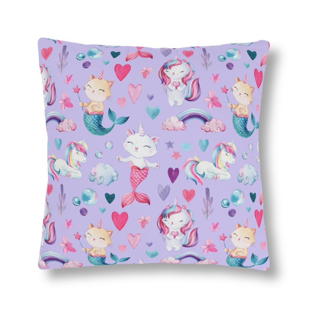 Unicorn Cats Outdoor Pillow - Puffin Lime