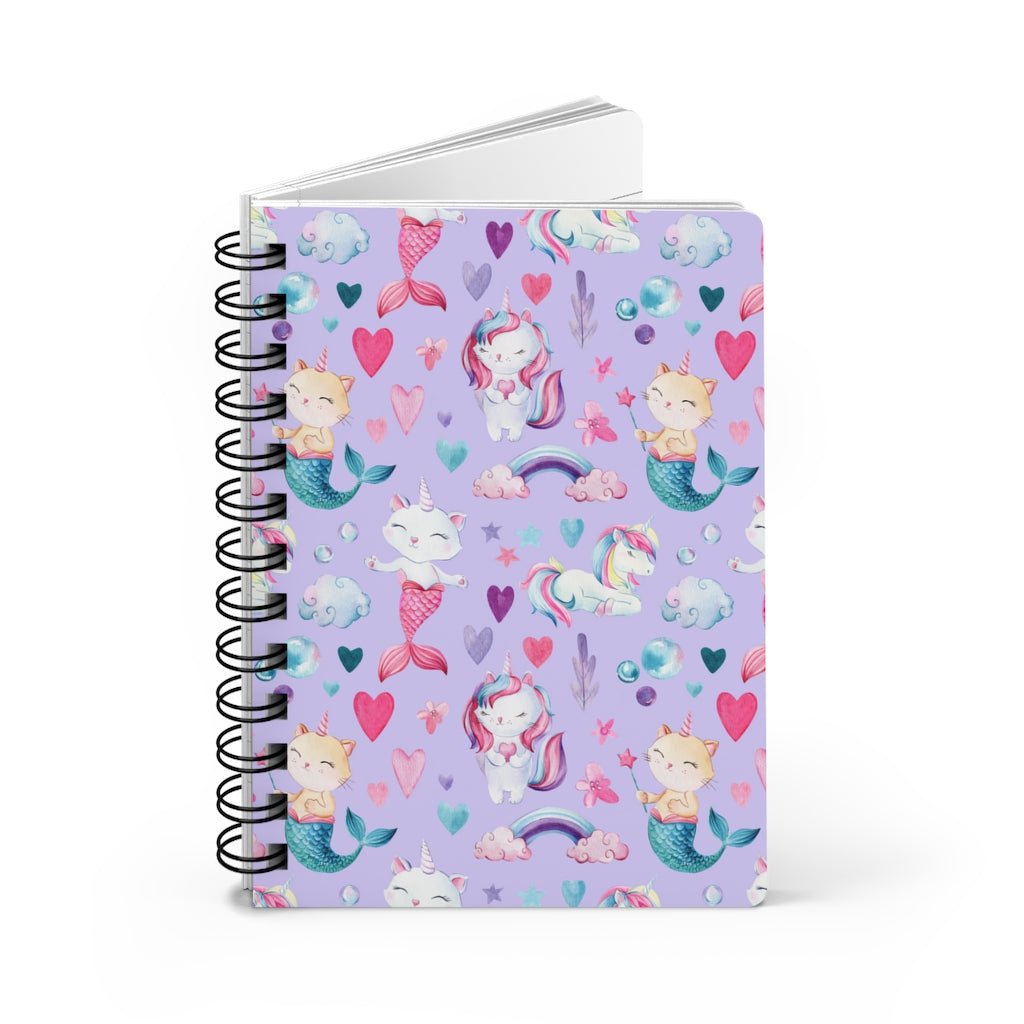 Unicorn Cats Spiral Bound Journal - Puffin Lime
