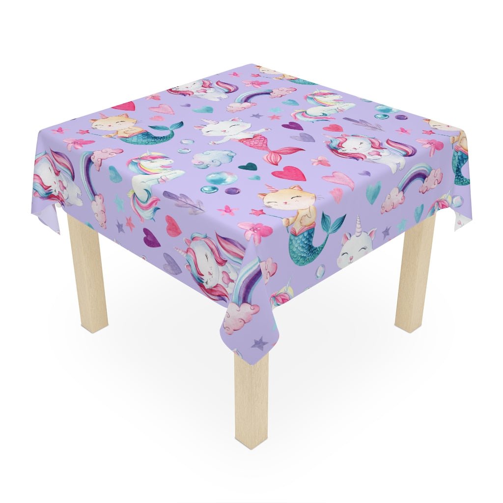 Unicorn Cats Tablecloth - Puffin Lime