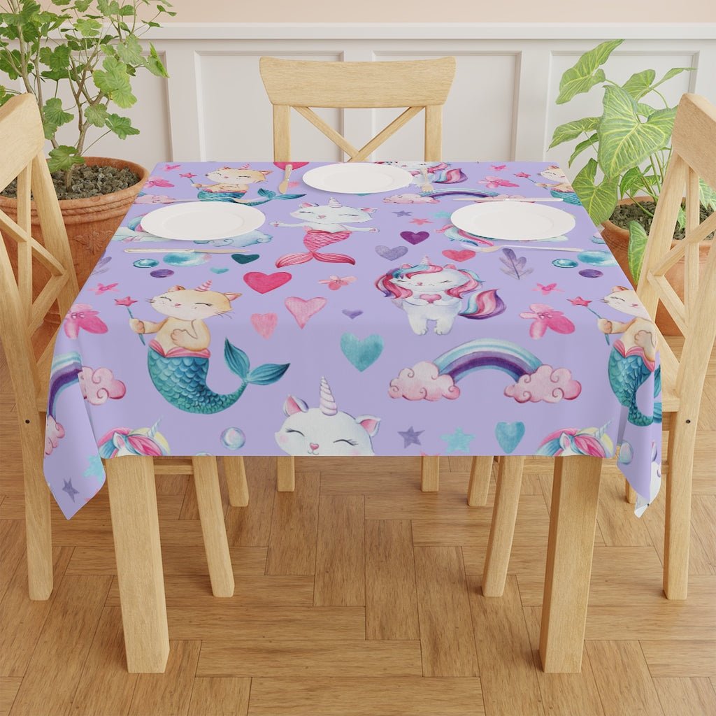 Unicorn Cats Tablecloth - Puffin Lime