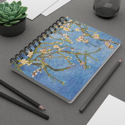 Van Gogh Blossoming Almond Tree Spiral Bound Journal - Puffin Lime