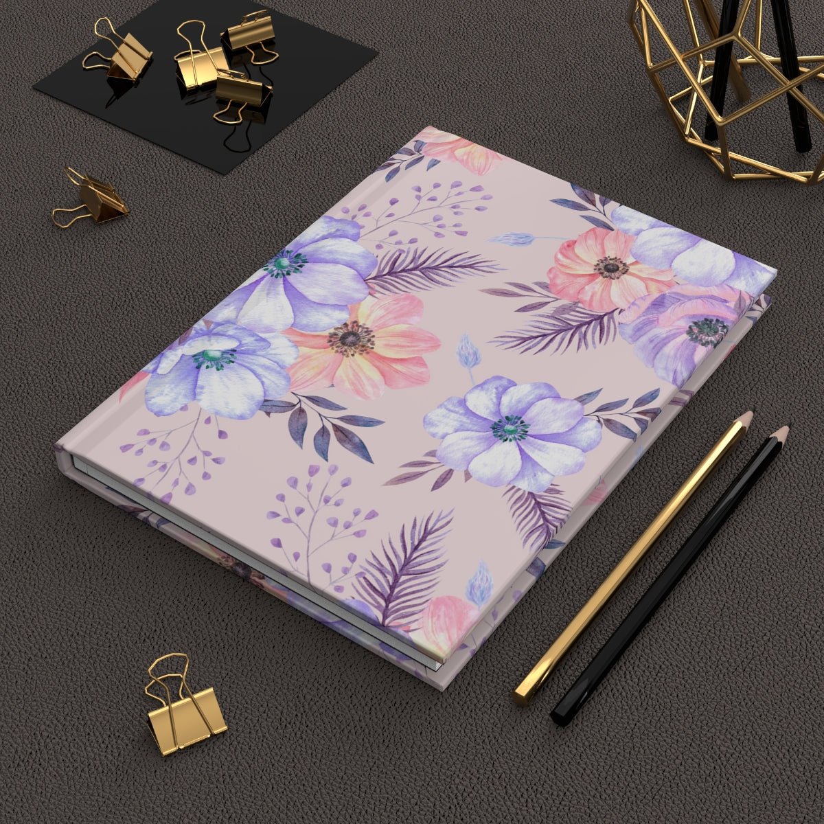 Very Peri Anemones Hardcover Journal Matte - Puffin Lime