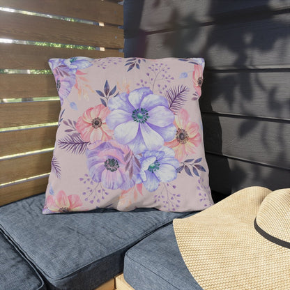 Very Peri Anemones Outdoor Pillow - Puffin Lime