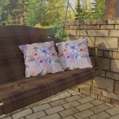 Very Peri Anemones Outdoor Pillow - Puffin Lime