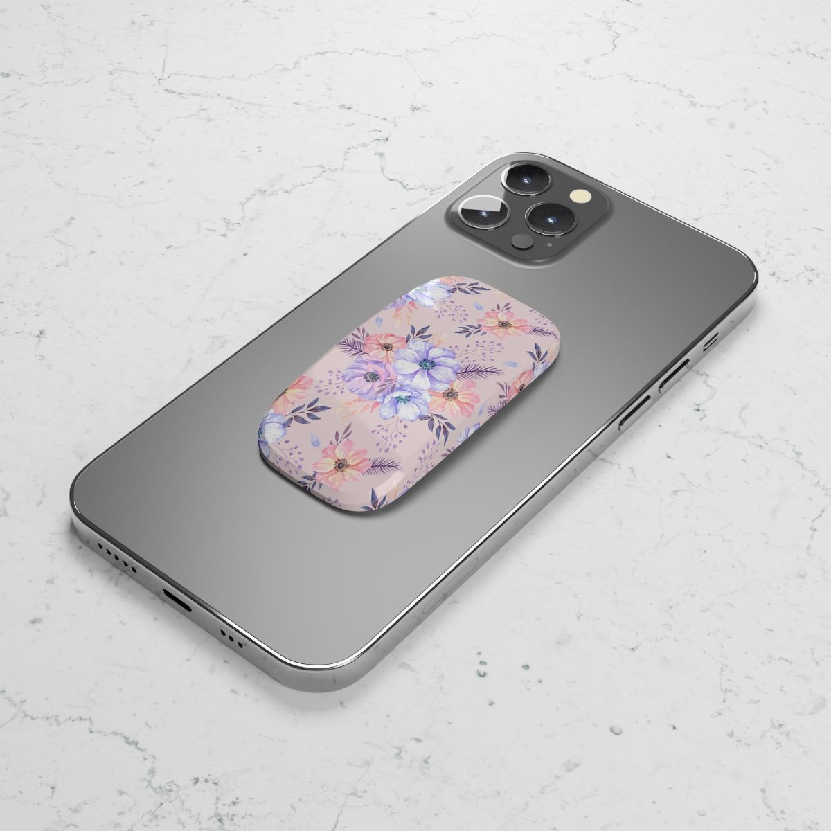 Very Peri Anemones Phone Click-On Grip - Puffin Lime