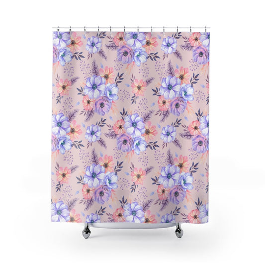 Very Peri Anemones Shower Curtains - Puffin Lime