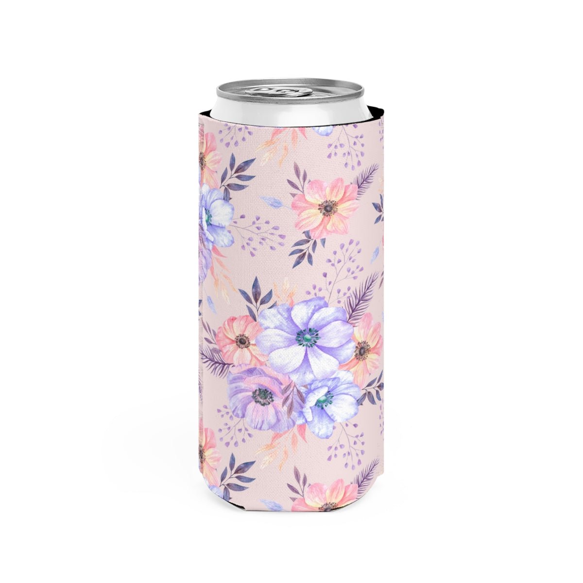 Very Peri Anemones Slim Can Cooler - Puffin Lime