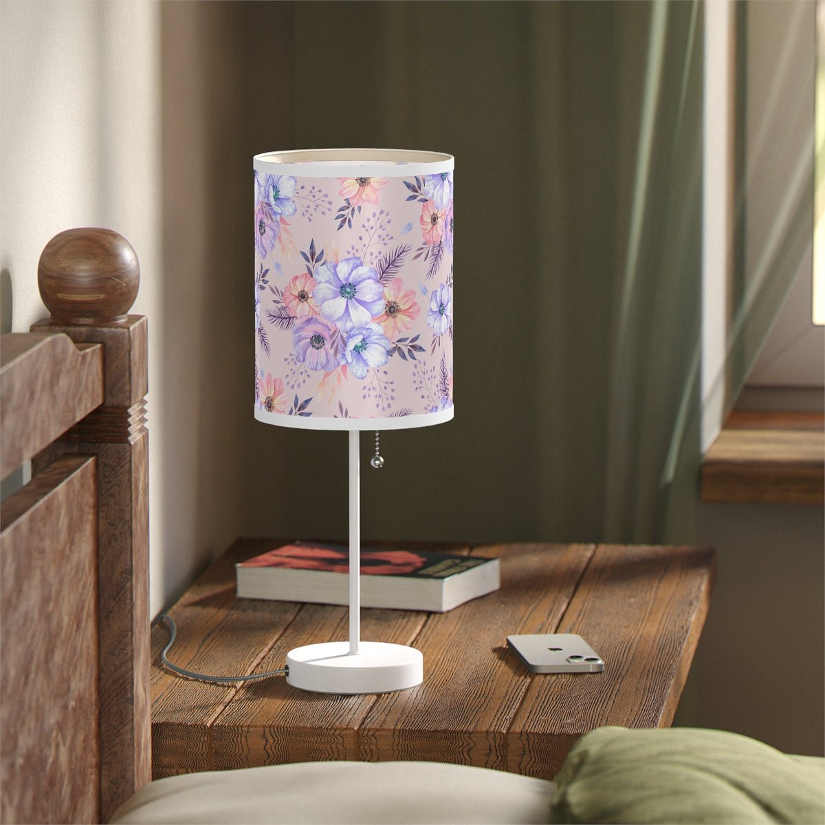 Very Peri Anemones Table Lamp - Puffin Lime