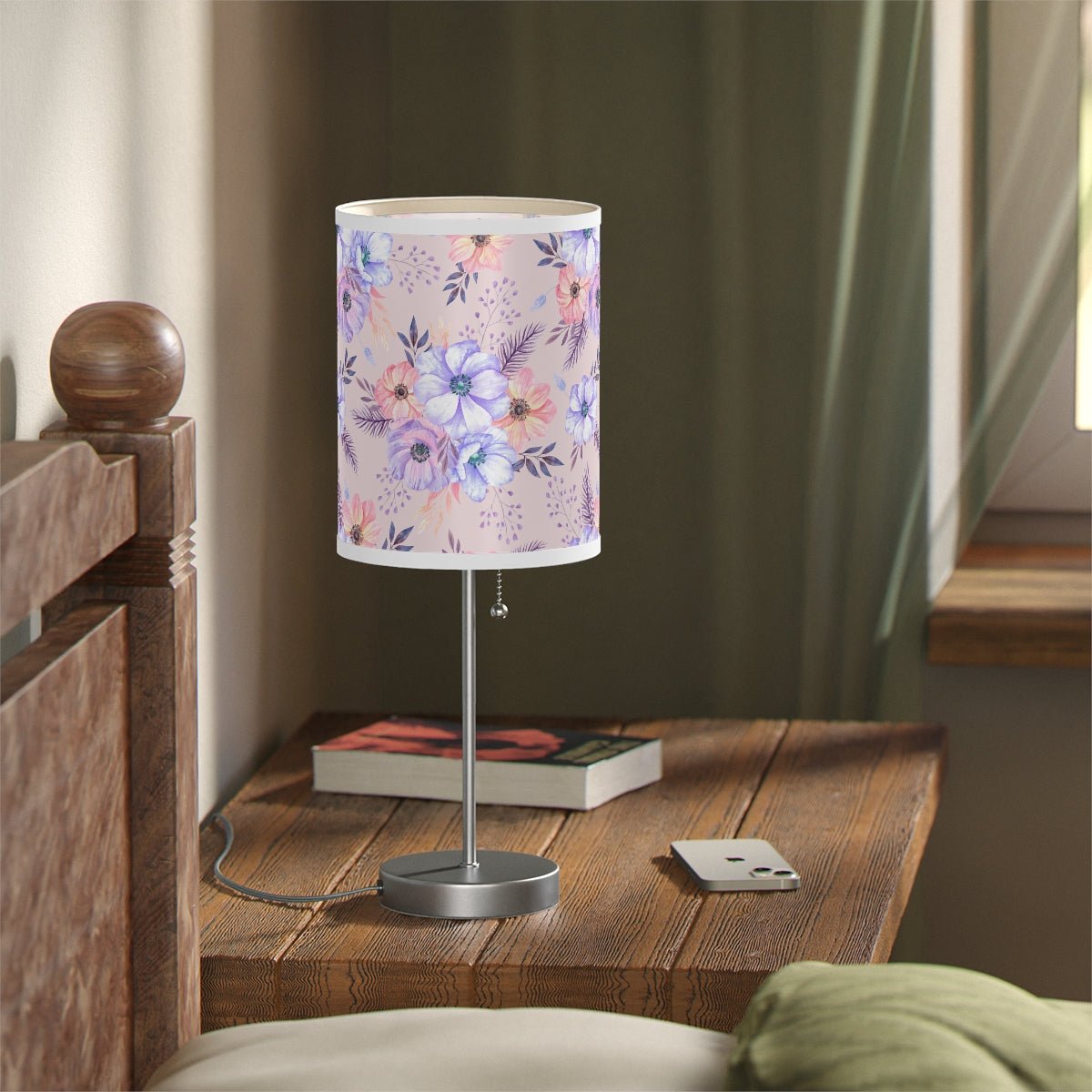 Very Peri Anemones Table Lamp - Puffin Lime