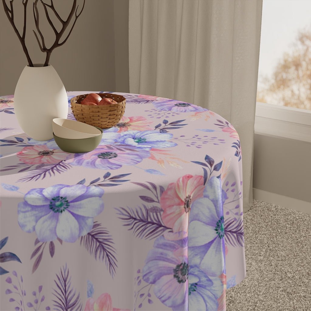 Very Peri Anemones Tablecloth - Puffin Lime