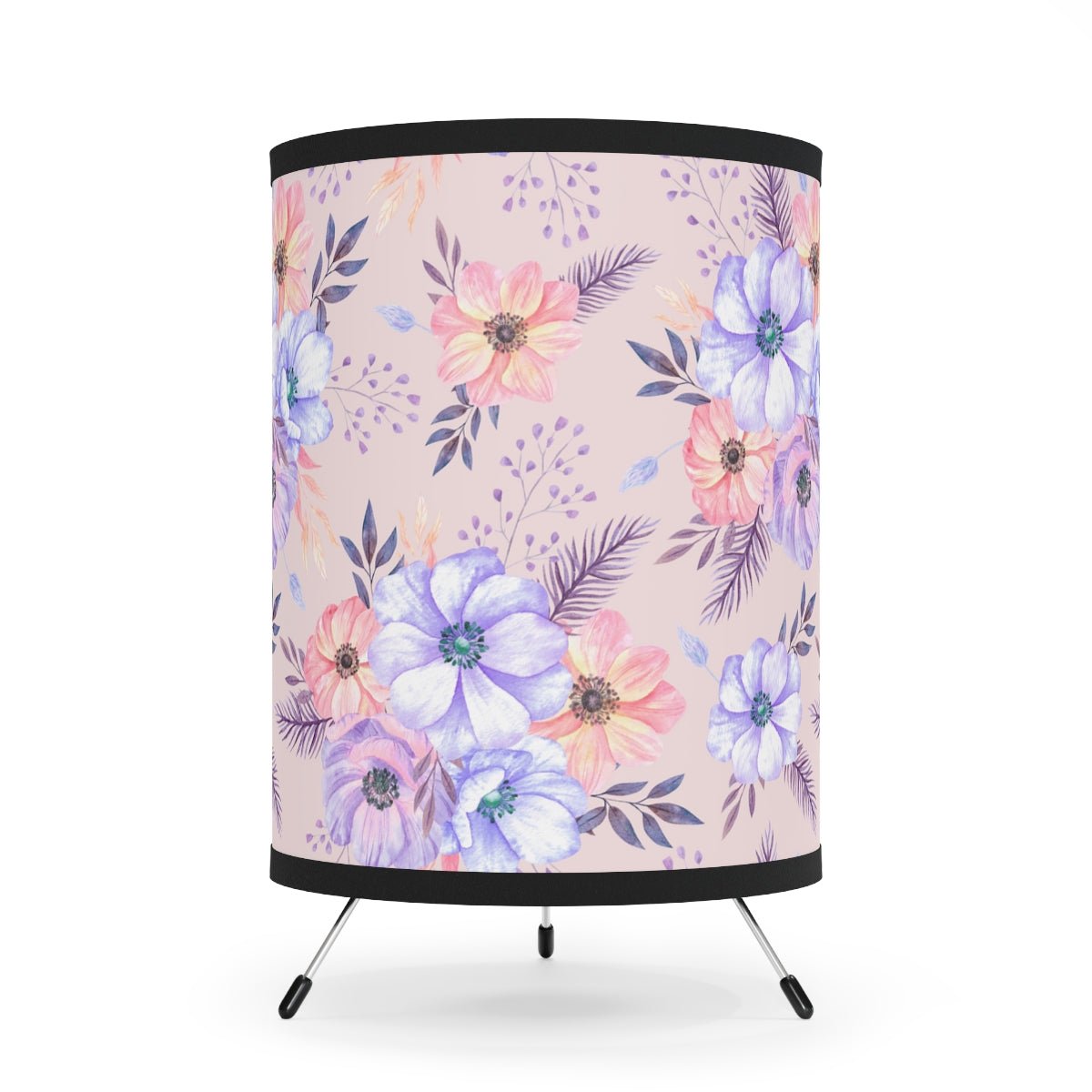 Very Peri Anemones Tripod Lamp - Puffin Lime