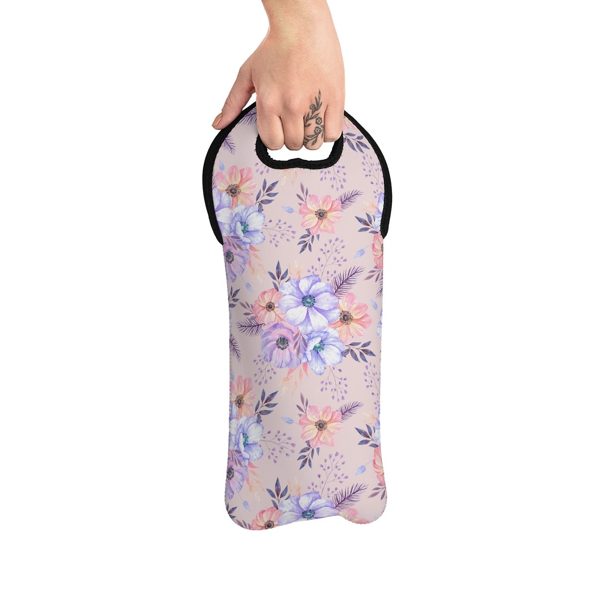 Very Peri Anemones Wine Tote Bag - Puffin Lime