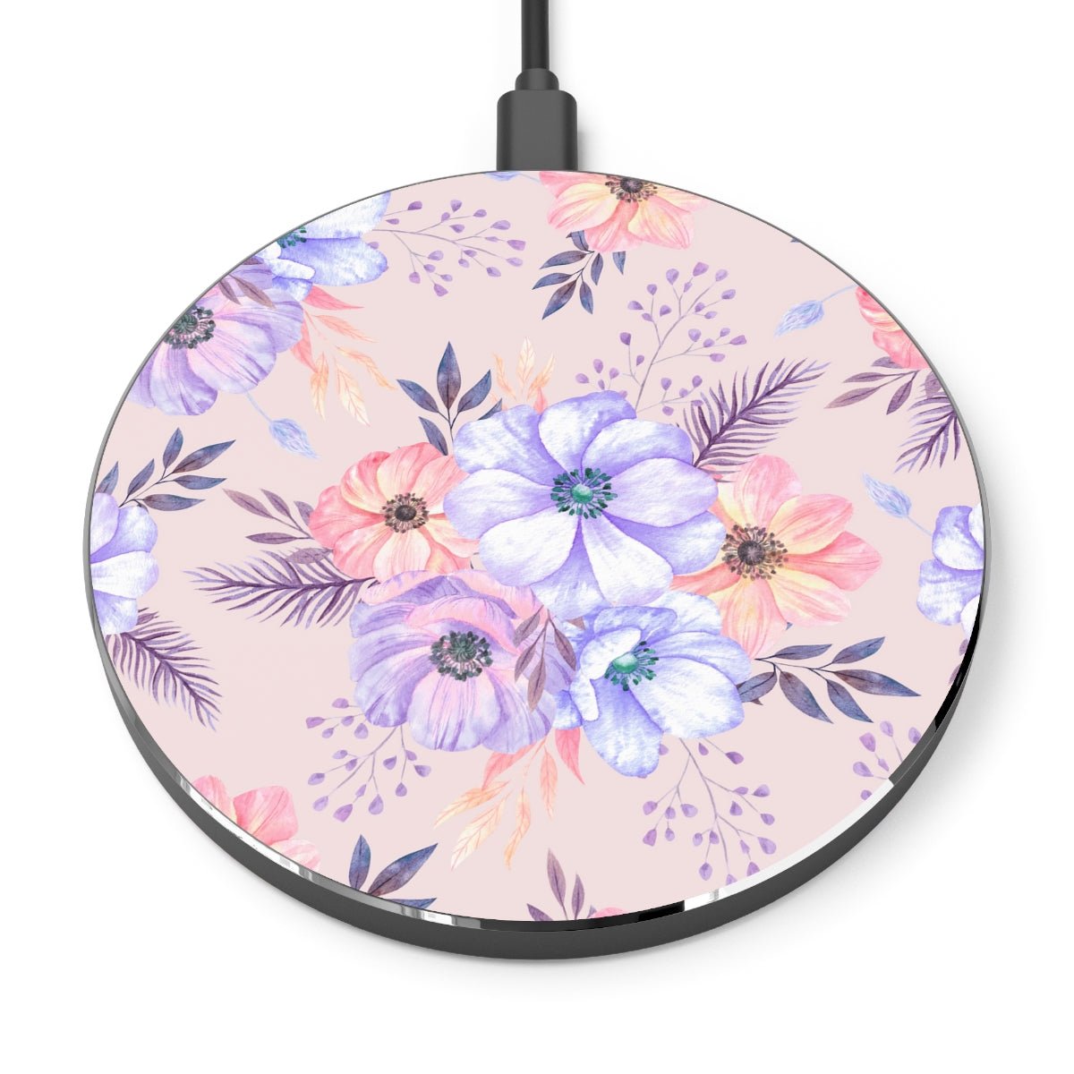 Very Peri Anemones Wireless Charger - Puffin Lime