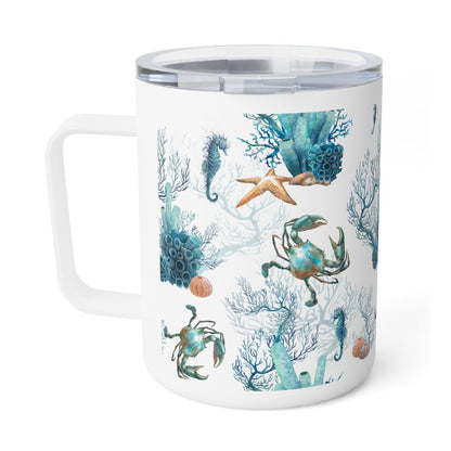 Watercolor Coral Reef Insulated Coffee Mug, 10oz - Puffin Lime