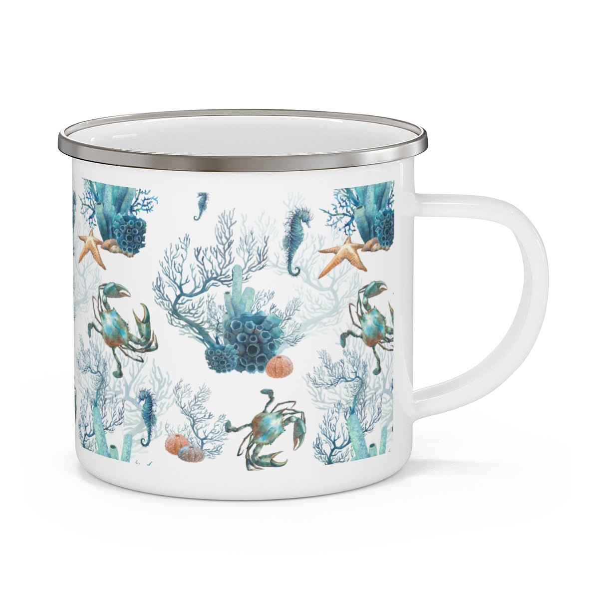 Watercolor Coral Reef Stainless Steel Camping Mug - Puffin Lime