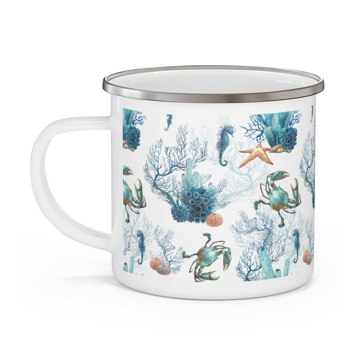 Watercolor Coral Reef Stainless Steel Camping Mug - Puffin Lime