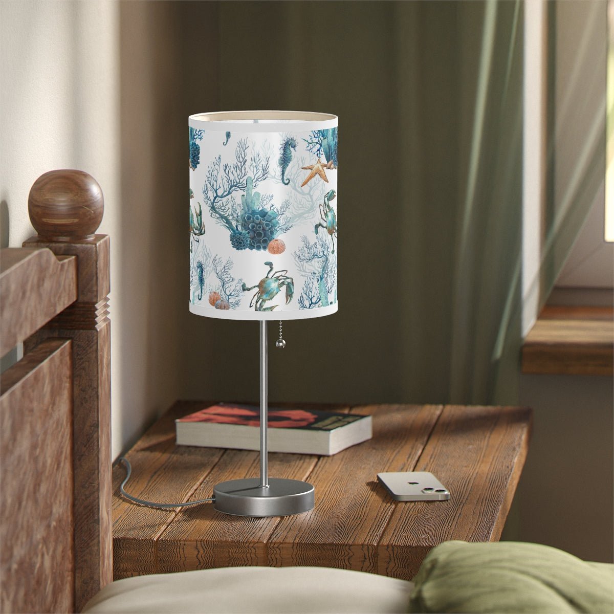 Watercolor Coral Reef Table Lamp - Puffin Lime