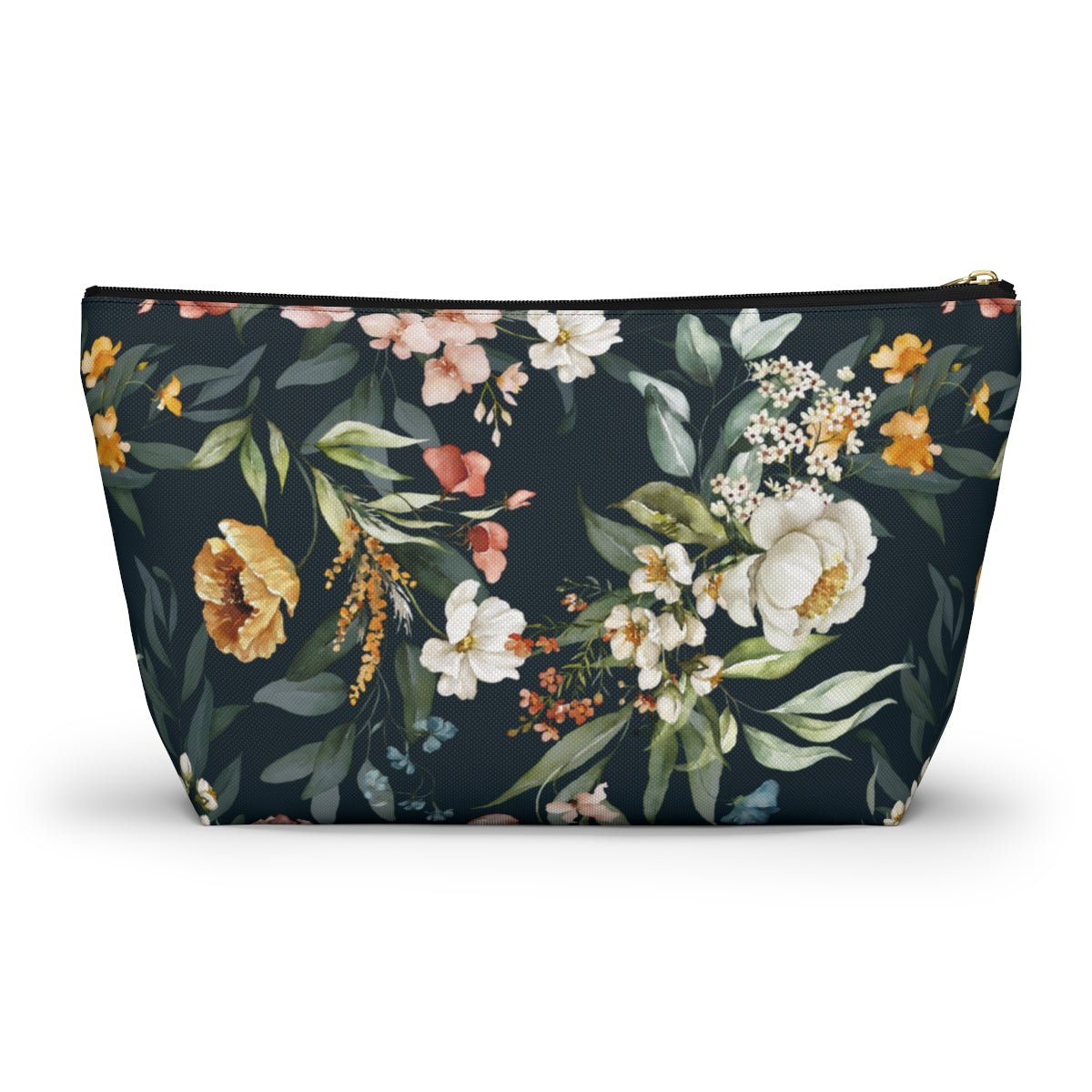 Watercolor Flowers Accessory Pouch w T-bottom - Puffin Lime