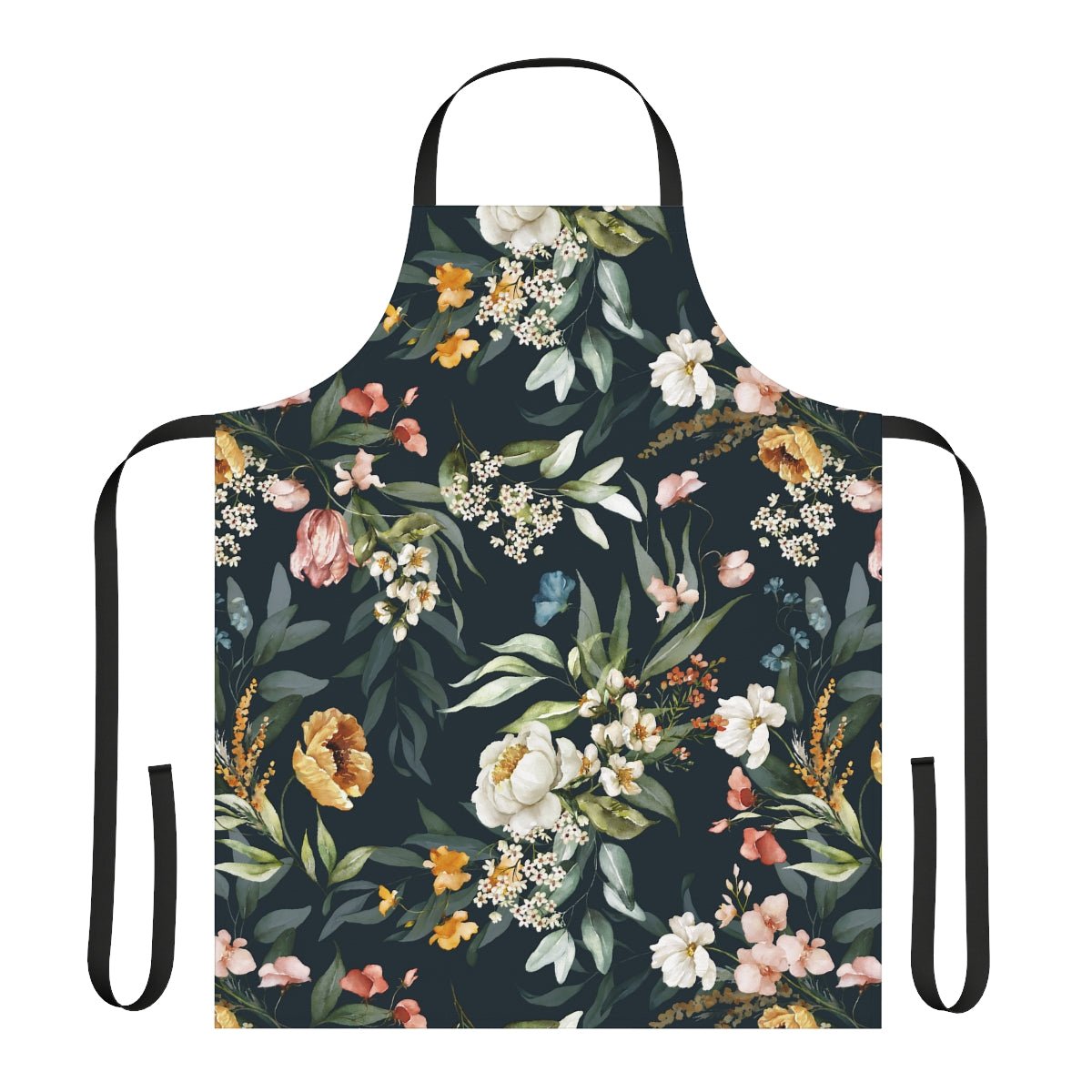 Watercolor Flowers Apron - Puffin Lime