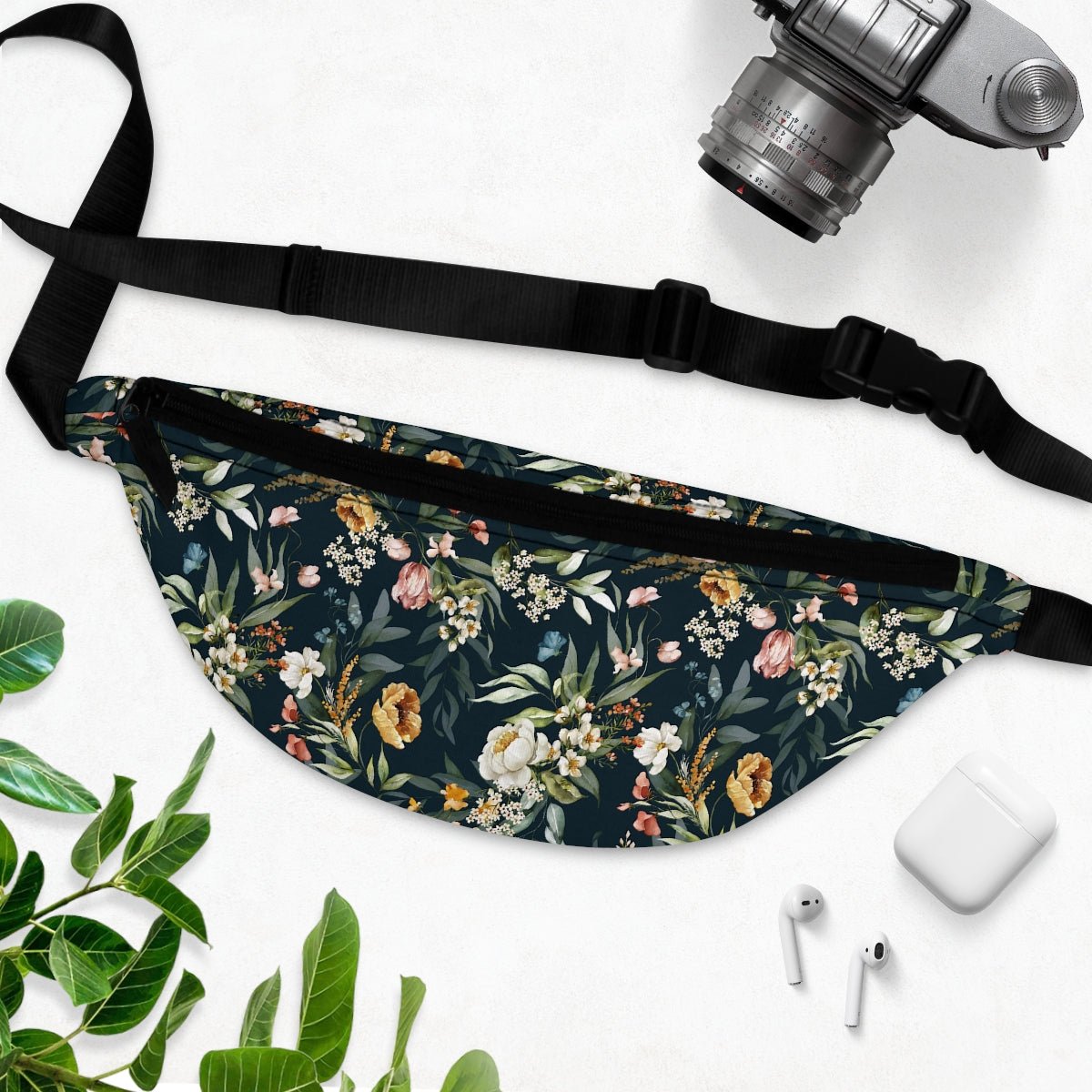 Watercolor Flowers Fanny Pack - Puffin Lime