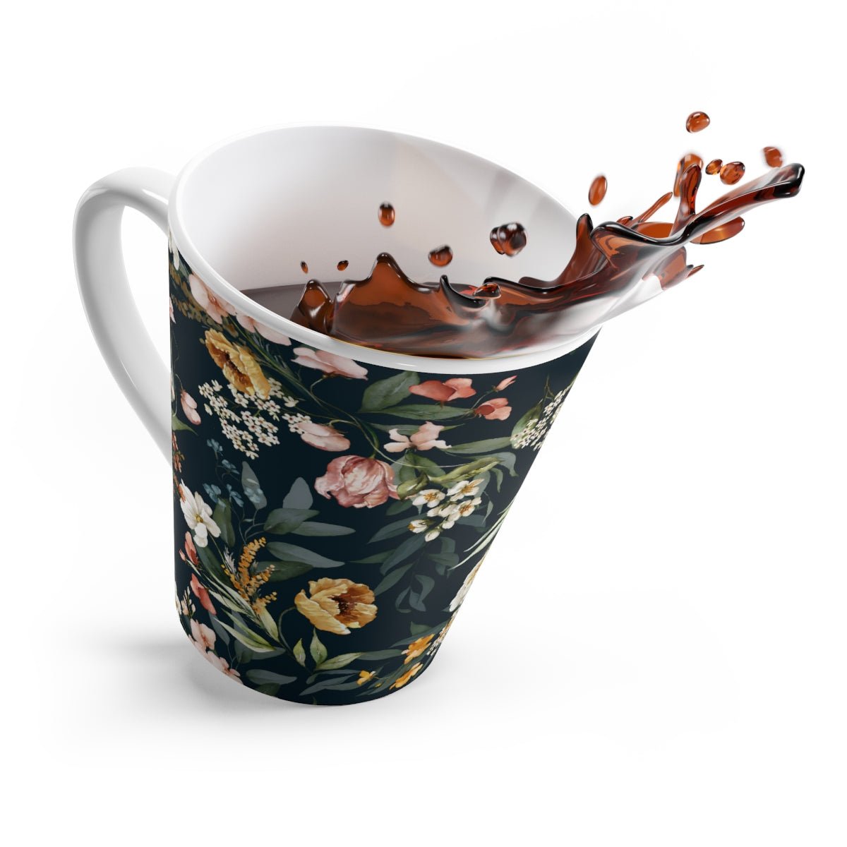 Watercolor Flowers Latte Mug - Puffin Lime