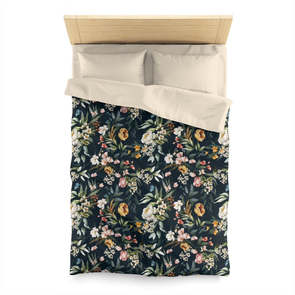 Watercolor Flowers Microfiber Duvet Cover - Puffin Lime