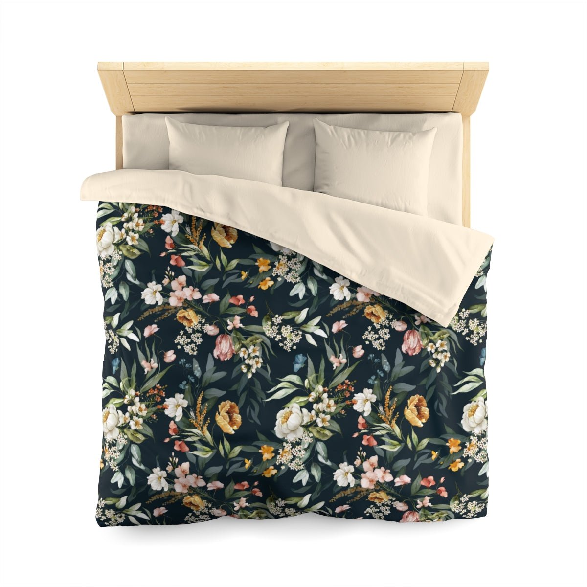 Watercolor Flowers Microfiber Duvet Cover - Puffin Lime