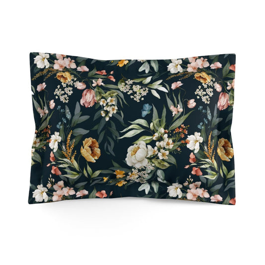 Watercolor Flowers Microfiber Pillow Sham - Puffin Lime