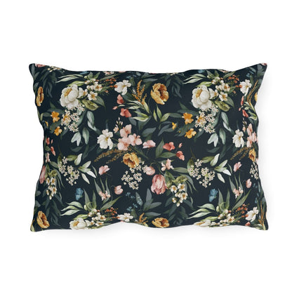 Watercolor Flowers Outdoor Pillow - Puffin Lime