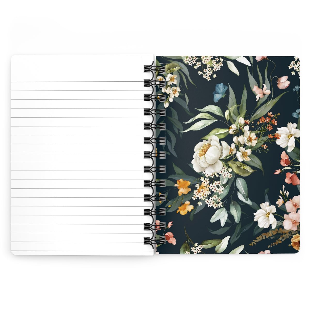 Watercolor Flowers Spiral Bound Journal - Puffin Lime