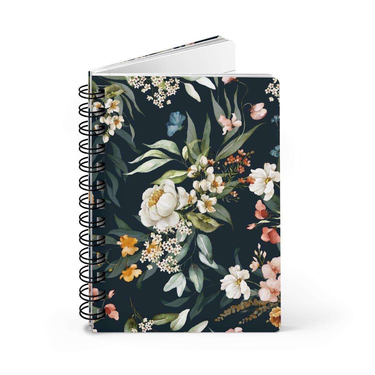 Watercolor Flowers Spiral Bound Journal - Puffin Lime