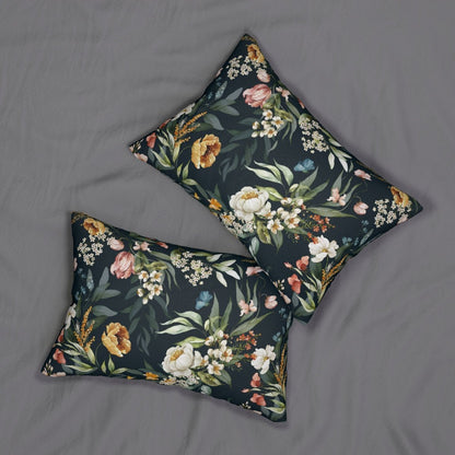Watercolor Flowers Spun Polyester Lumbar Pillow - Puffin Lime