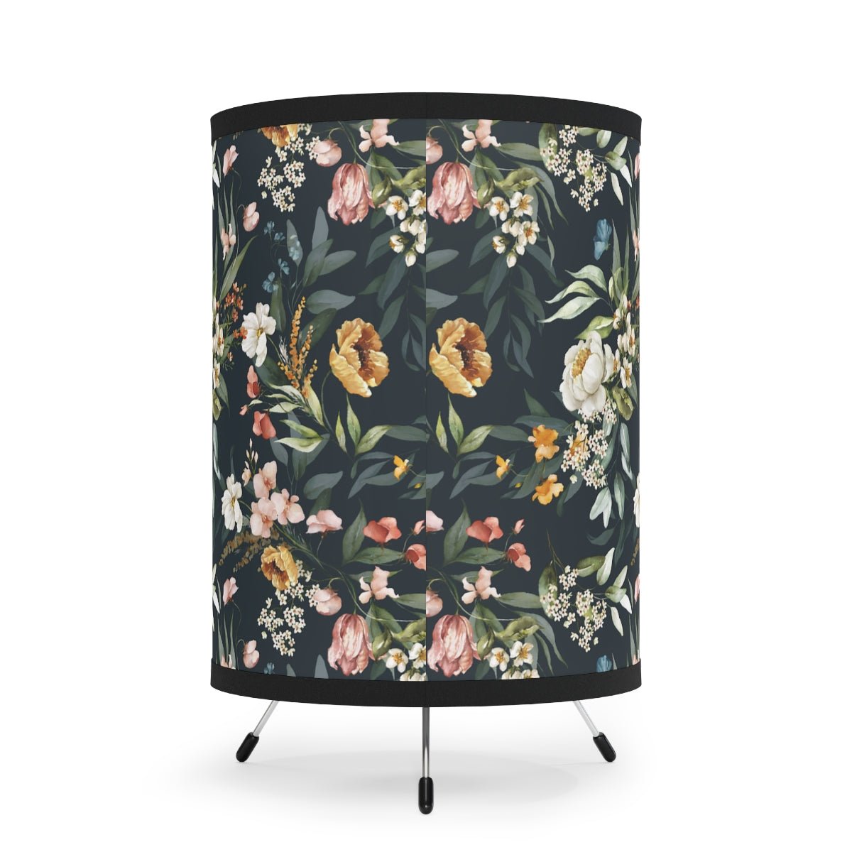 Watercolor Flowers Tripod Lamp - Puffin Lime
