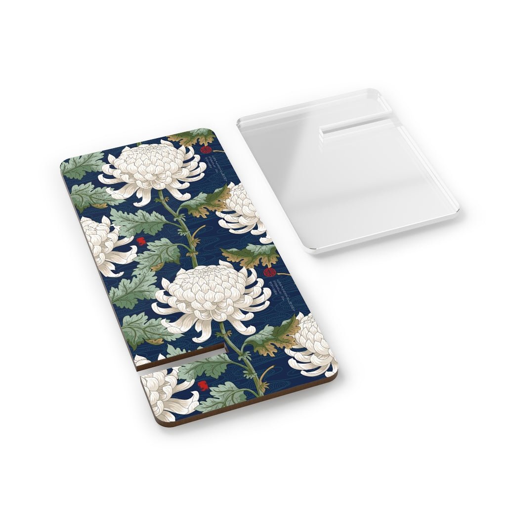 White Japanese Chrysanthemum Mobile Display Stand for Smartphones - Puffin Lime