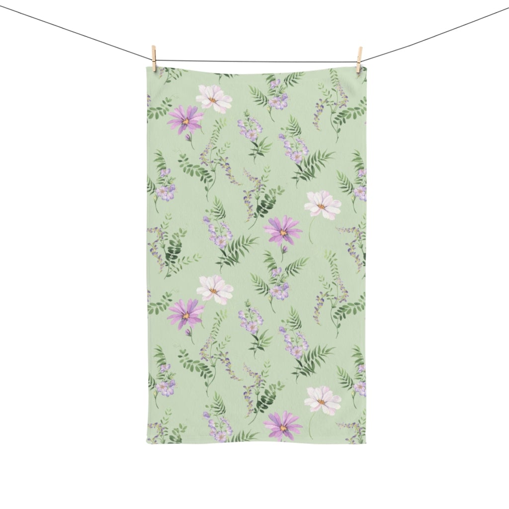 Wild Flowers Hand Towel - Puffin Lime