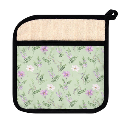 Wild Flowers Pot Holder with Pocket - Puffin Lime