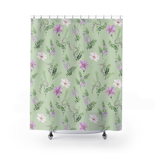 Wild Flowers Shower Curtains - Puffin Lime